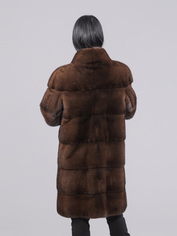 Horizontal Layered Brown Mink Fur Jacket