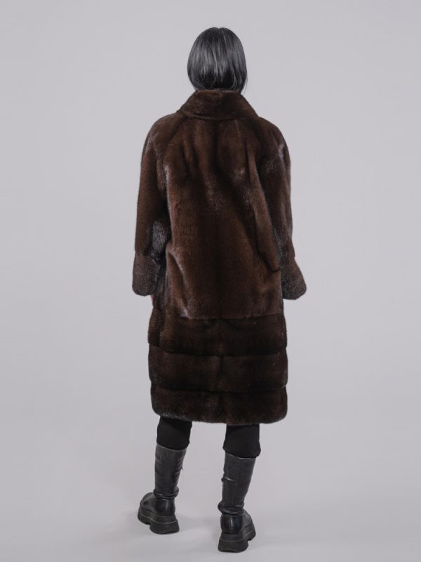 Brown Mink Fur Jacket With Front External Pockets