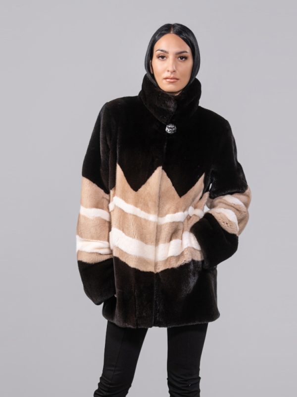 Exclusive Design Multicolor Mink Fur Jacket