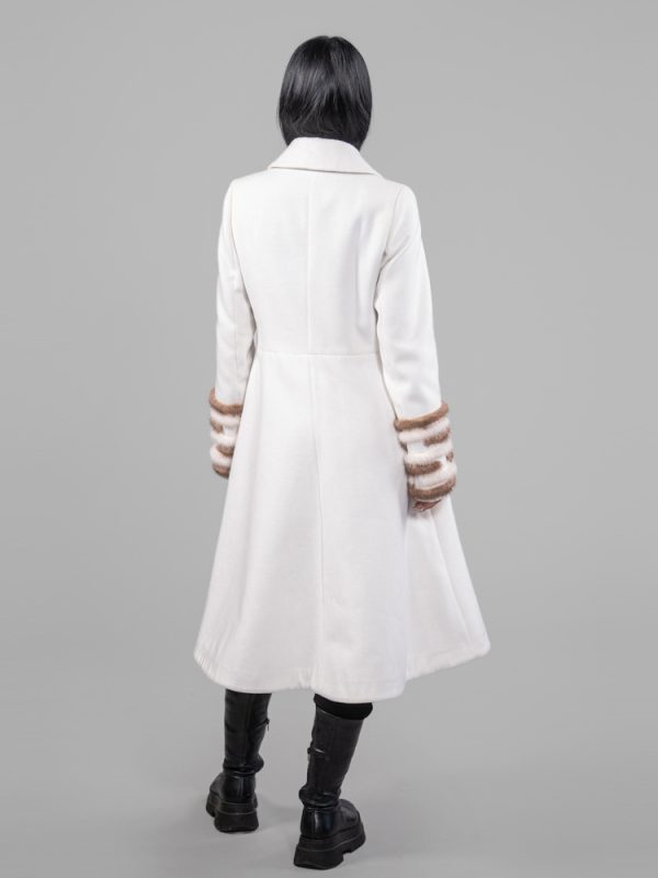 Ivory Cashmere Coat With Mink Fur Cuffs