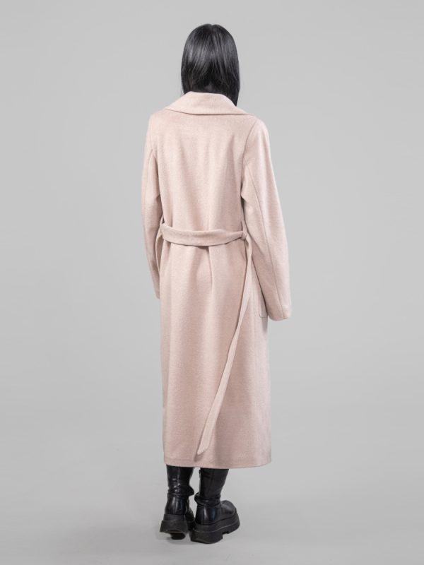 Single Breasted Full Length Cashmere Wool Coat With Notched Collar