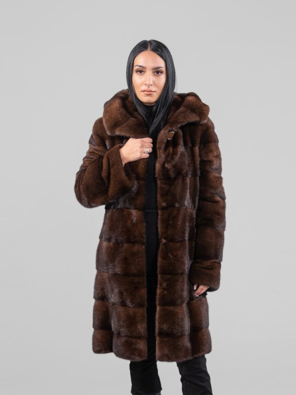 Brown Mink Fur Jacket With Hood