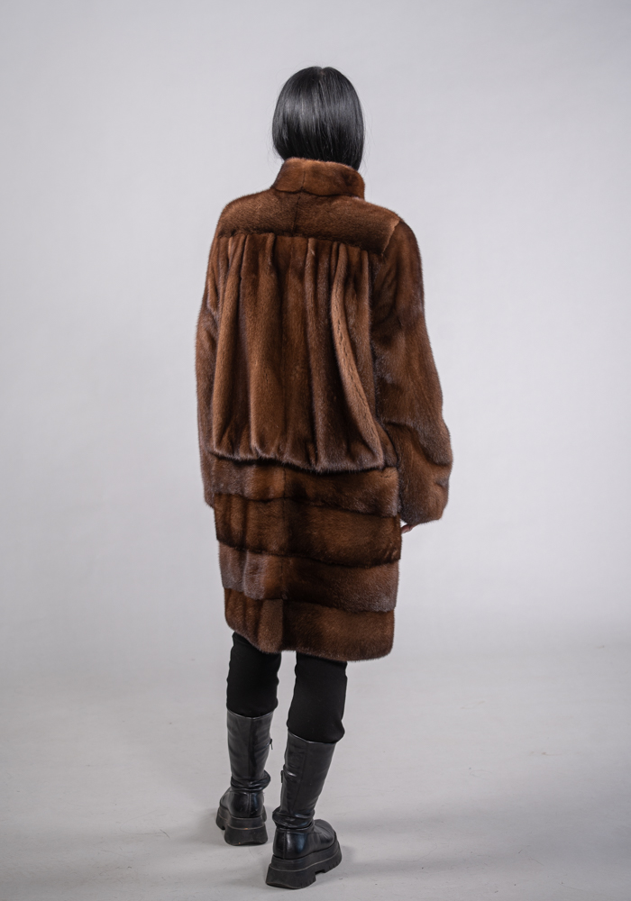 Brown Mink Fur Jacket With Detachable Bottom Part