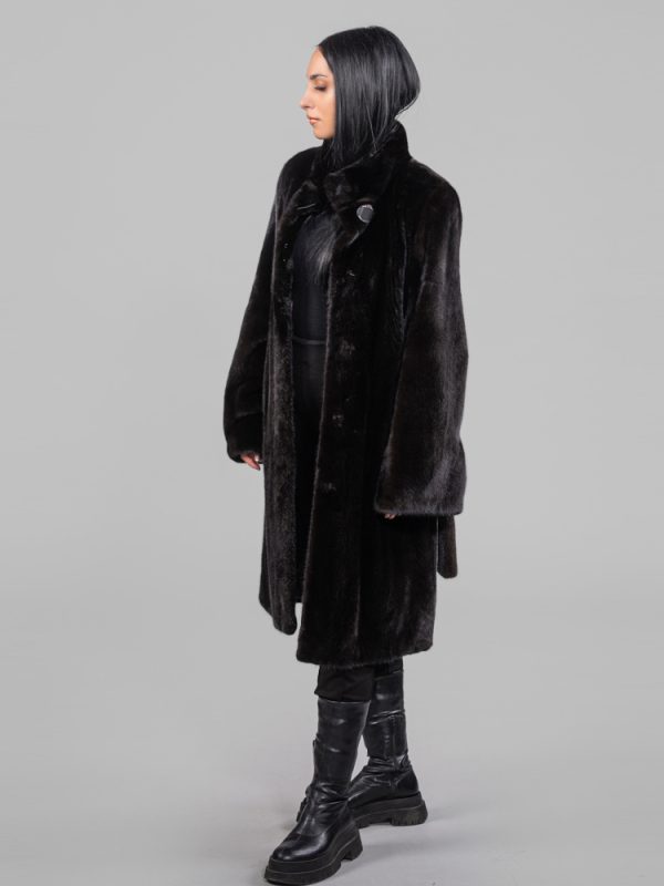 Black Velvet Male Mink Fur Coat Slim Fit