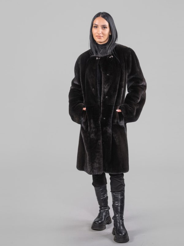 Male Mink Fur Jacket Collarless